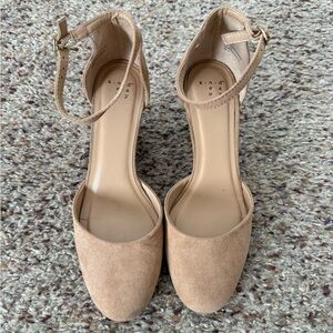 a new day Tan Suede Ankle Strap Wedge Heels
